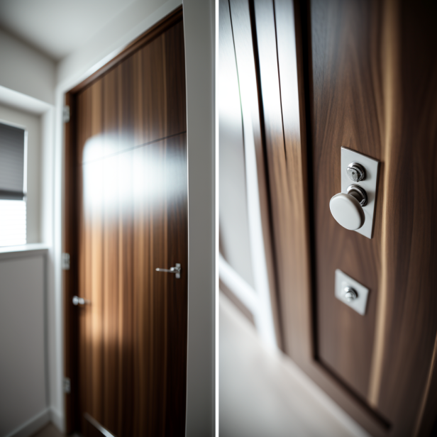 Close-up of an interior door made from solid wood, the best material for soundproofing