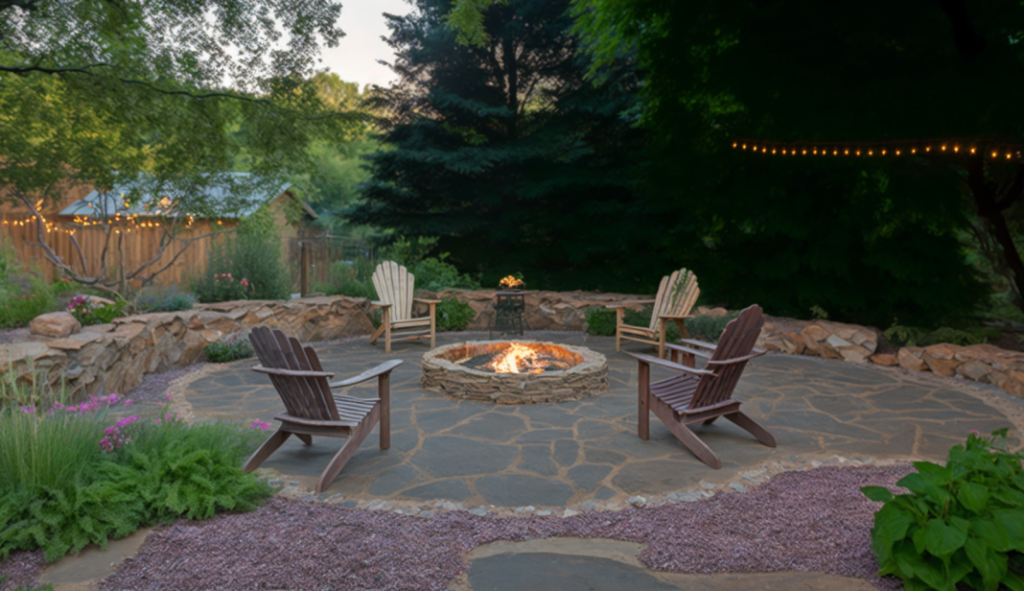 10 Stunning Flagstone Patio Ideas With Fire Pits For Ultimate Backyard Bliss 7004