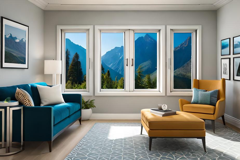 Single casement window with custom design in a modern home