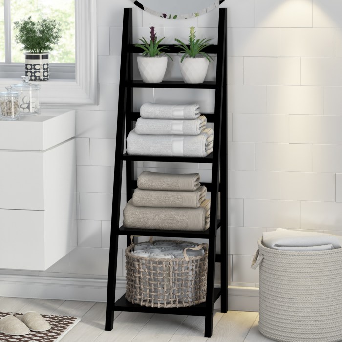 bathroom ladder shelf for towels and toiletries