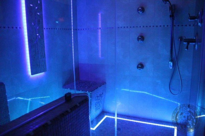 LED embedded tiles for futuristic bathroom floors