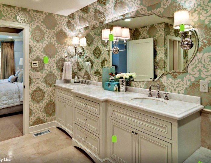 water-resistant wallpaper tiles for bathroom decoration