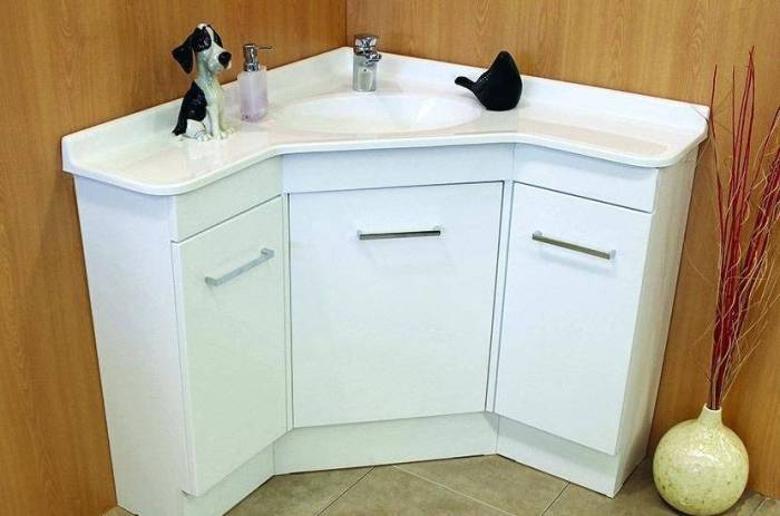 space-saving corner bathroom sink cabinet ideas