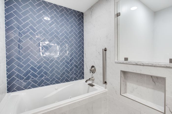 herringbone pattern tiles for stylish bathroom walls