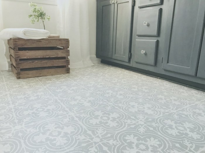 stenciled bathroom floors for a custom look