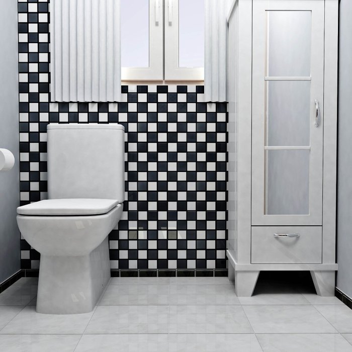 checkerboard floor tiles for retro bathroom styles