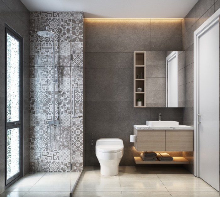 trendy grey tile bathroom floor ideas terbaru