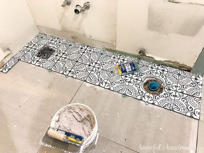 creative tile laying patterns for bathroom floors