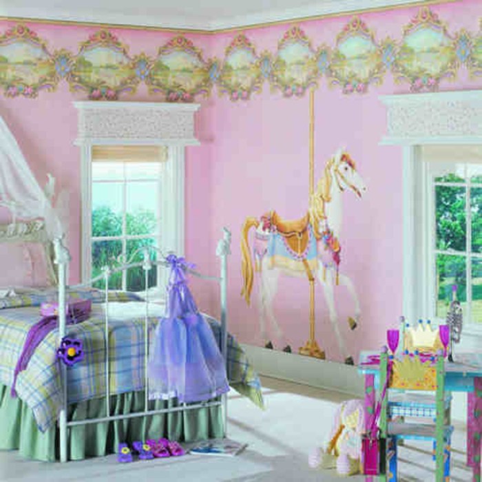 horse carousel nursery theme bedroom murals removeable decorate pasted dream pre girl girls