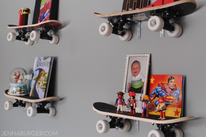 boys' bedroom sets with skateboard shelves