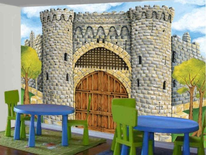 medieval castle wall murals for boys' bedroom sets terbaru