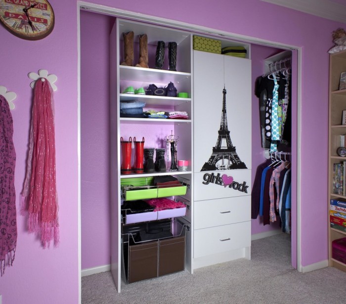 custom girls' bedroom closet organization systems