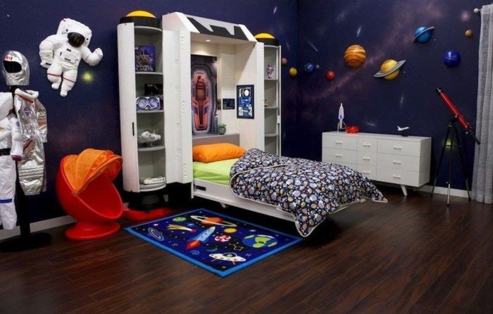 space-themed girls' bedroom for young explorers terbaru