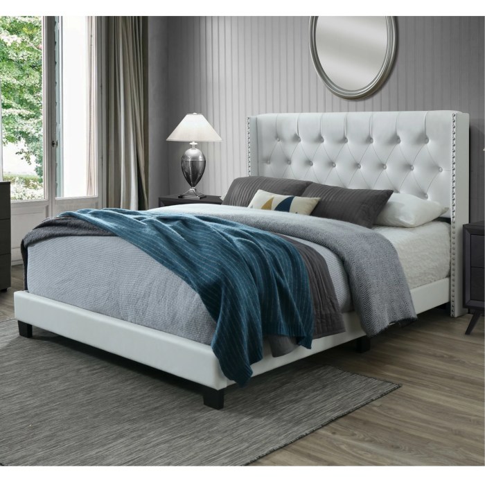 white bedroom set with tufted headboard design terbaru