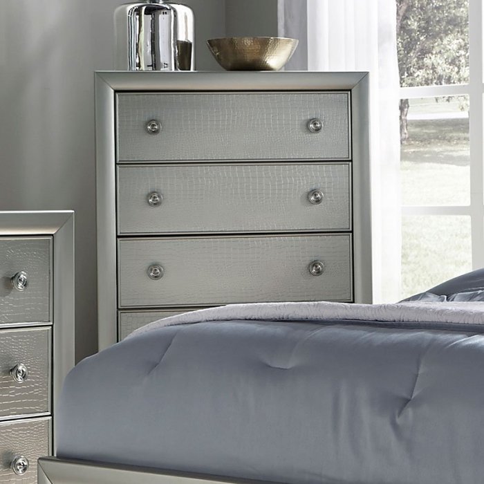 white bedroom set with a theme of celestial motifs