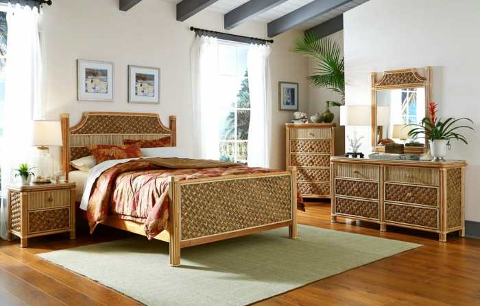 exotic white bedroom set with tropical design elements