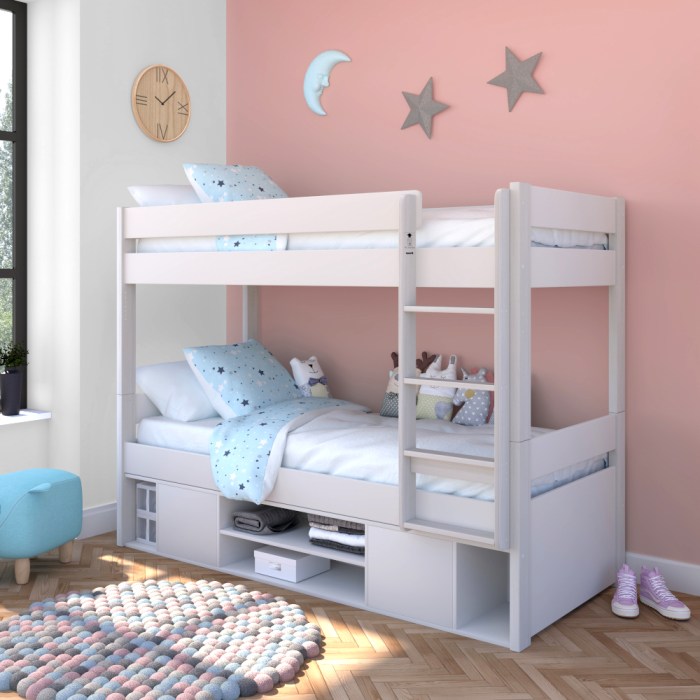 white bedroom set with a detachable bunk bed terbaru