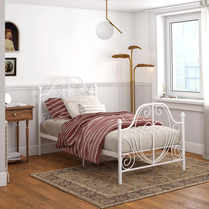 white bedroom set with a height-adjustable bed