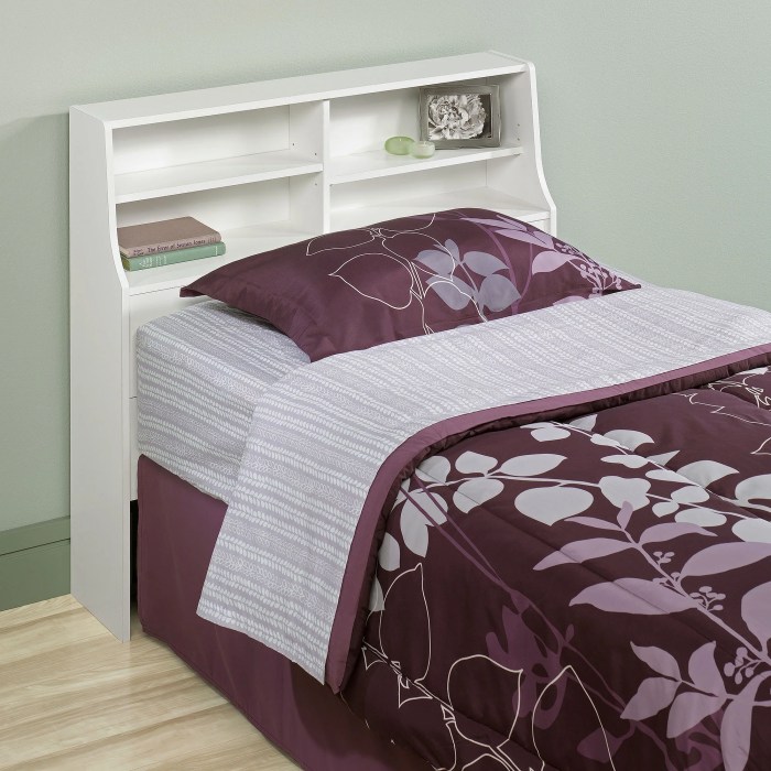 white bedroom set with bookcase headboard for readers