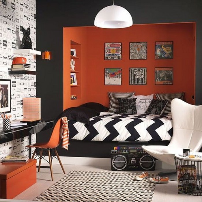 orange walls bedroom teenage boys teen cool designs bed rooms nice near concept