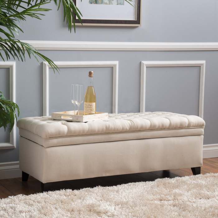 upholstered bedroom storage bench with tufted top terbaru