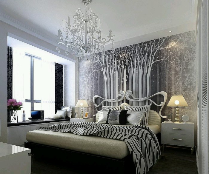 monochrome bedroom chandeliers for minimalist themes