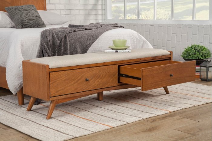 bedroom storage bench with drawers for organization