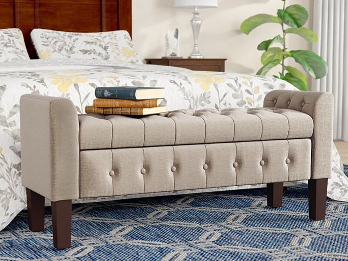 bedroom storage bench with cabriole legs for classic elegance