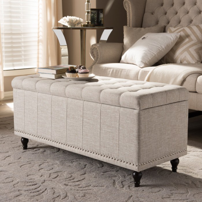 upholstered benches beige baxton luca rectangle tufted tufting kaylee cairo ottomans wayfair charlton