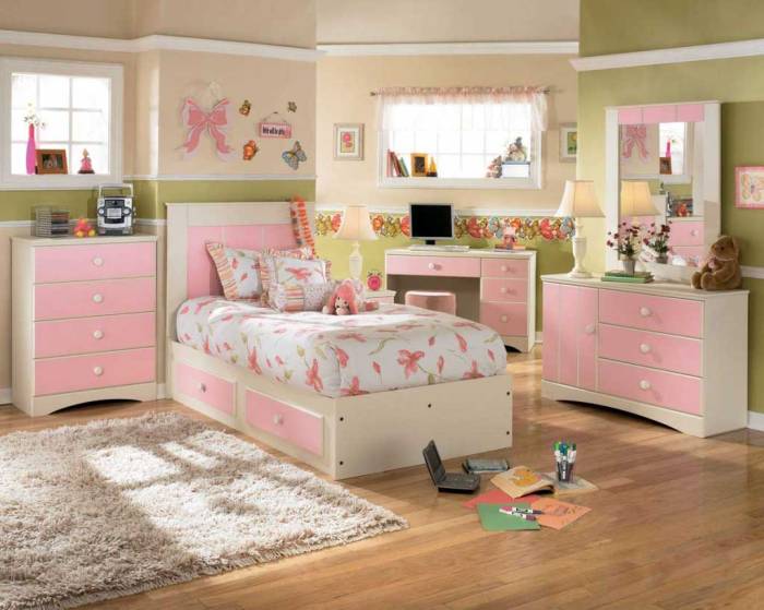 bedroom kids sets color furniture bed girls modern combining decoration interior colorful flooring