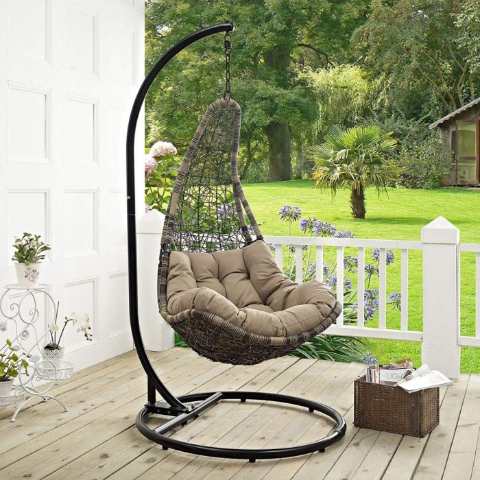 swing chair patio outdoor hanging stand small chairs set lounge porch balcony abate furniture wayne 2276 blk eei moc wicker