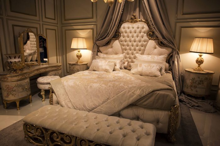 opulent bedroom design with velvet and silk