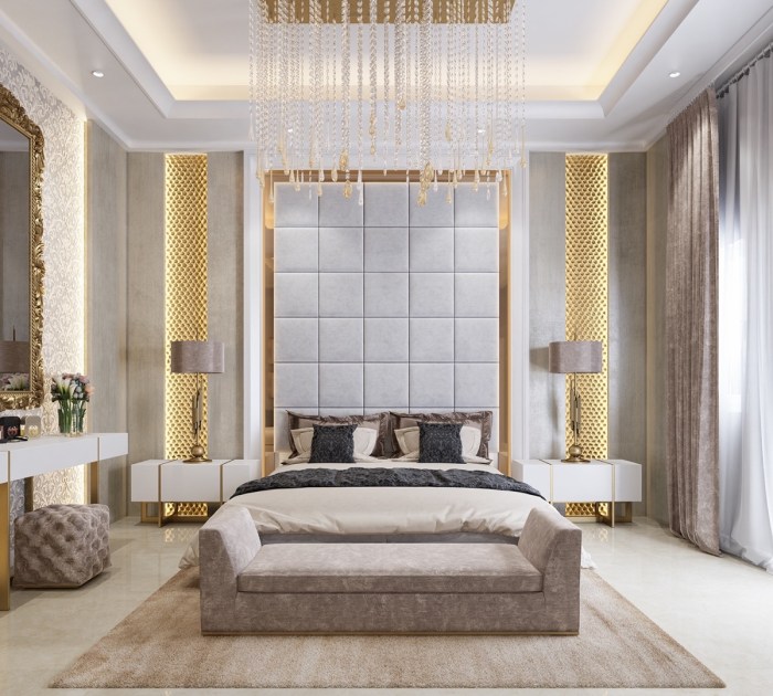 bedroom design with an emphasis on texture