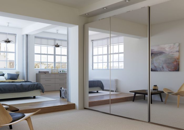 mirror panel bedroom doors for spacious illusions