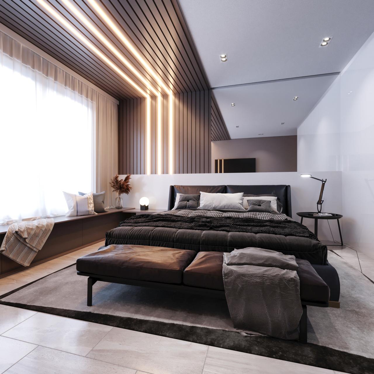 bedroom design with dynamic and interactive lighting