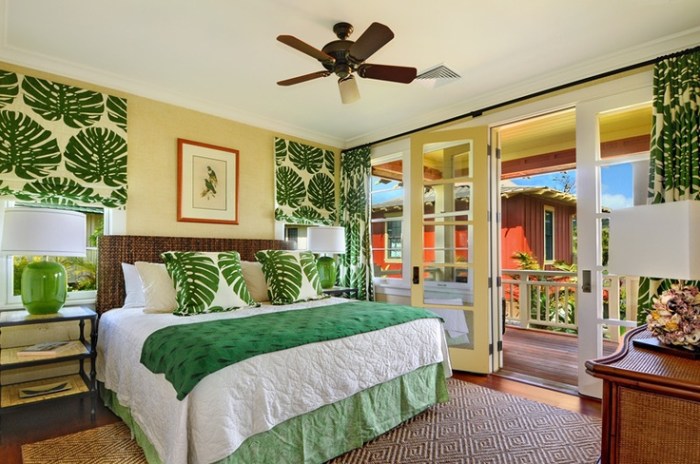 tropical paradise bedroom design with lush plants