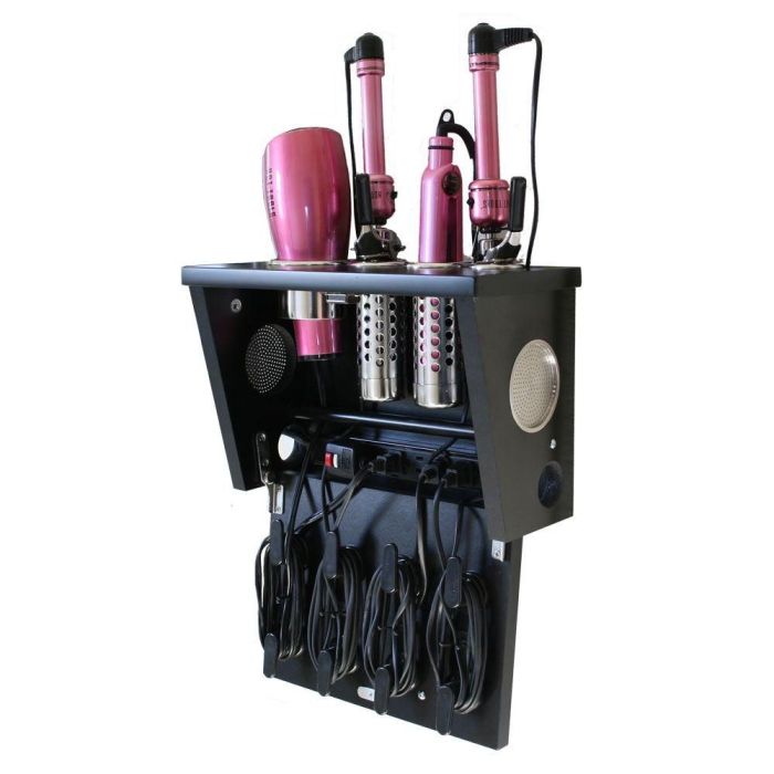 Heat-resistant bathroom storage for hair tools