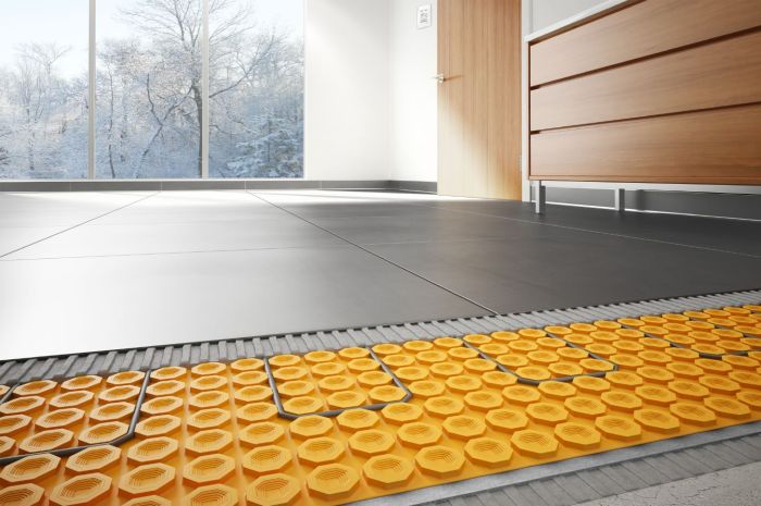 Heated underfloor tiles for warm bathrooms