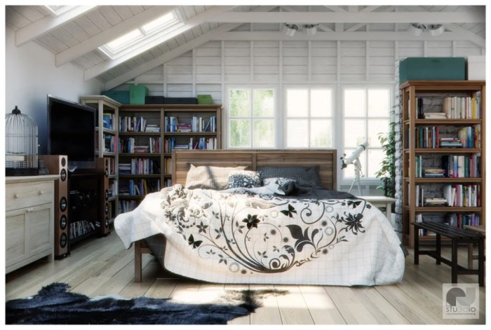 Girls' bedroom ideas with a reading loft and library