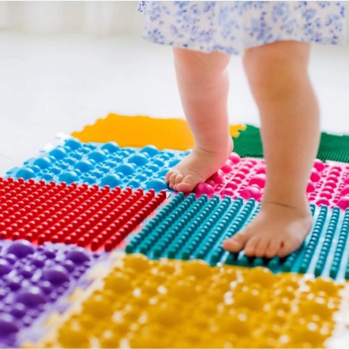 Tactile textured tiles for a sensory bathroom experience