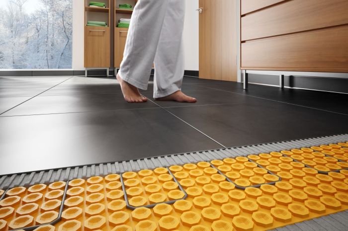 Heated underfloor tiles for warm bathrooms